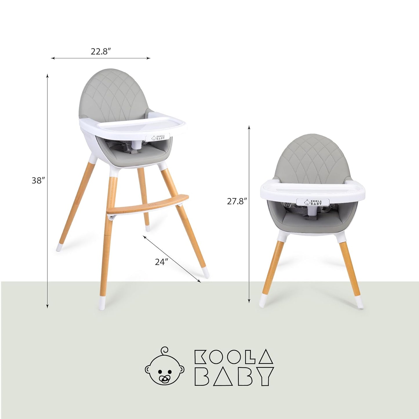 Convertible Wooden High Chair with Adjustable Tray