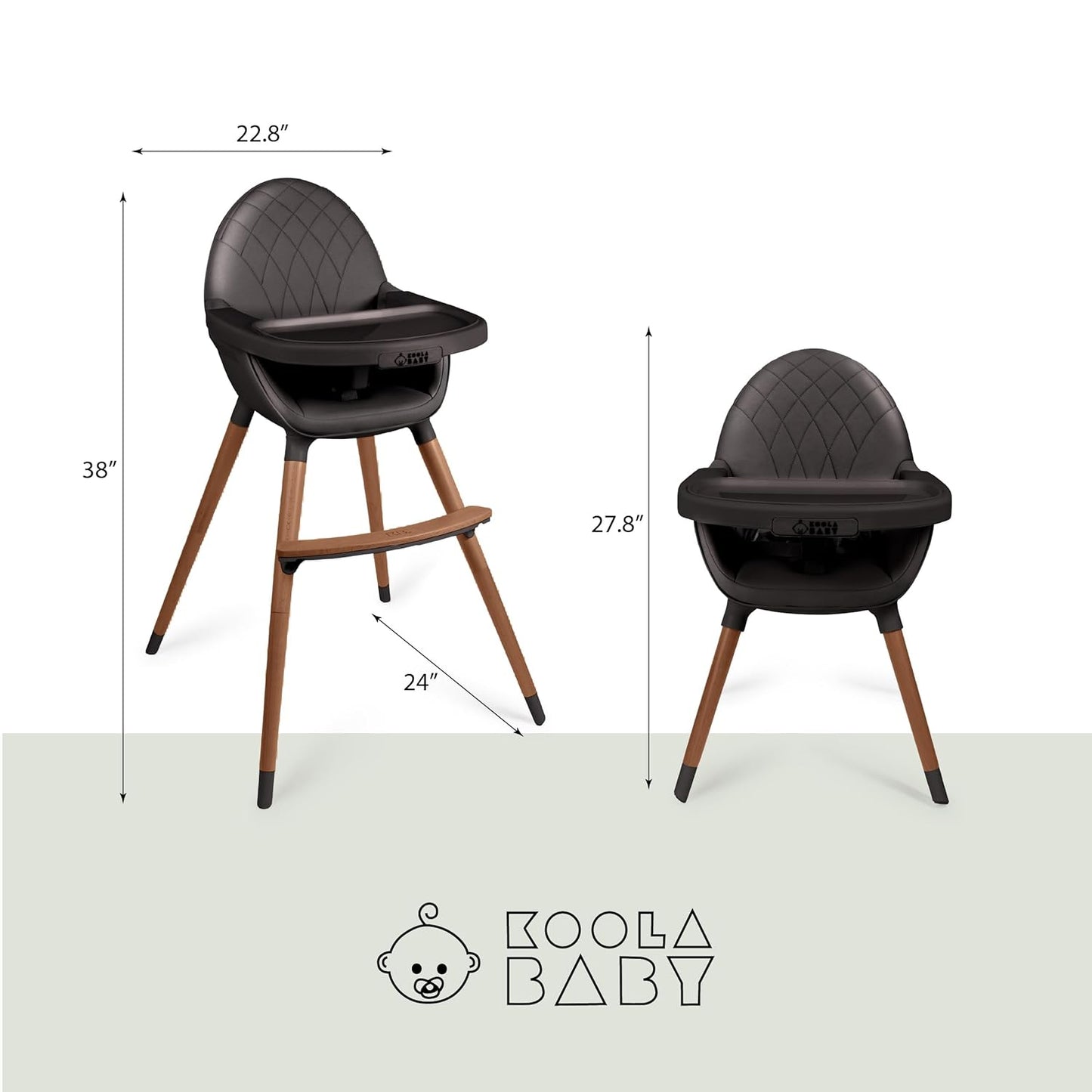 Convertible Wooden High Chair with Adjustable Tray - Black
