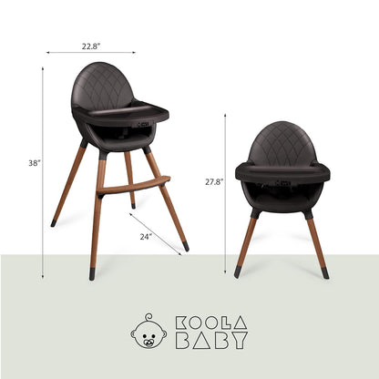 Convertible Wooden High Chair with Adjustable Tray - Black