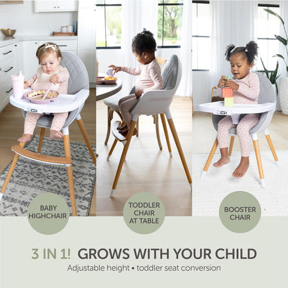 Convertible Wooden High Chair with Adjustable Tray