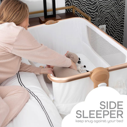 Portable Baby Bassinet & Sleeper with Storage - White/Gold