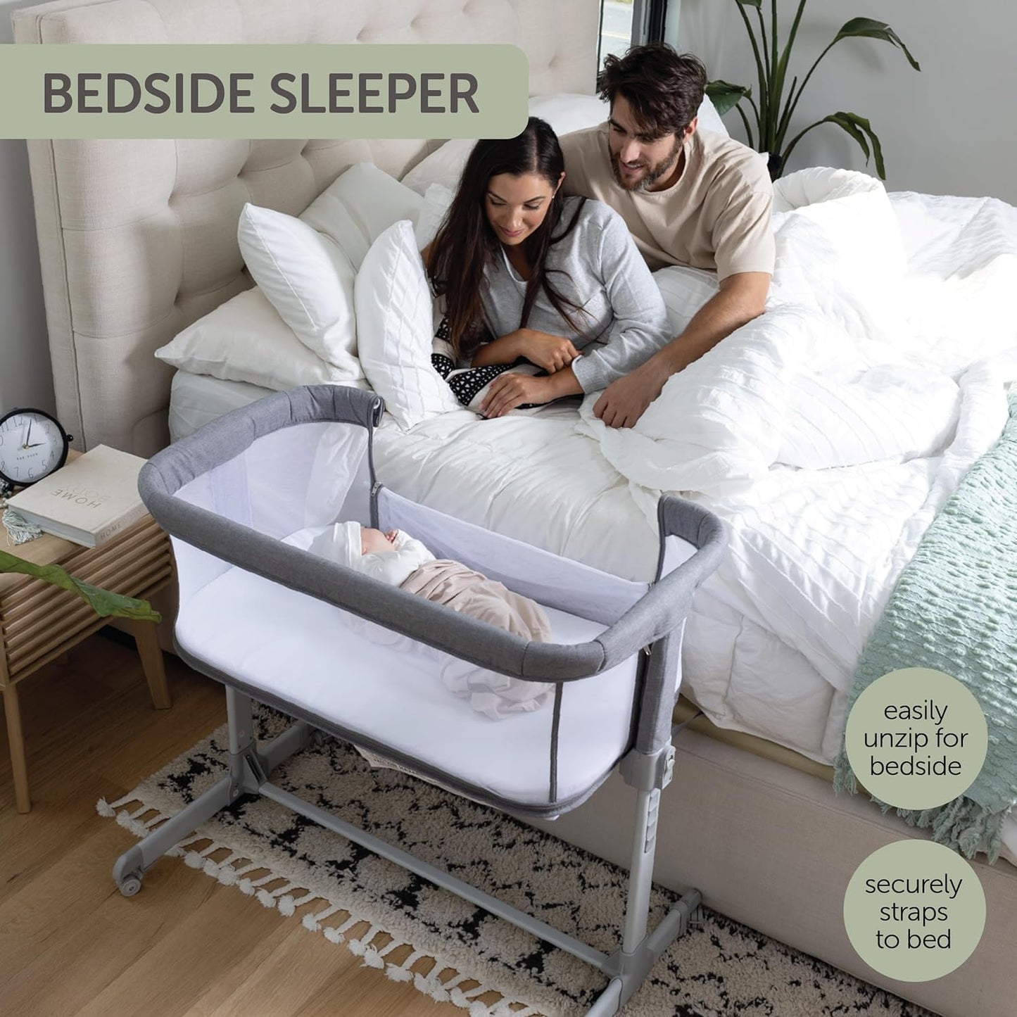 3-in-1 Portable Baby Bassinet & Playpen - Grey