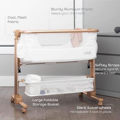 Portable Baby Bassinet & Sleeper with Storage - White/Gold