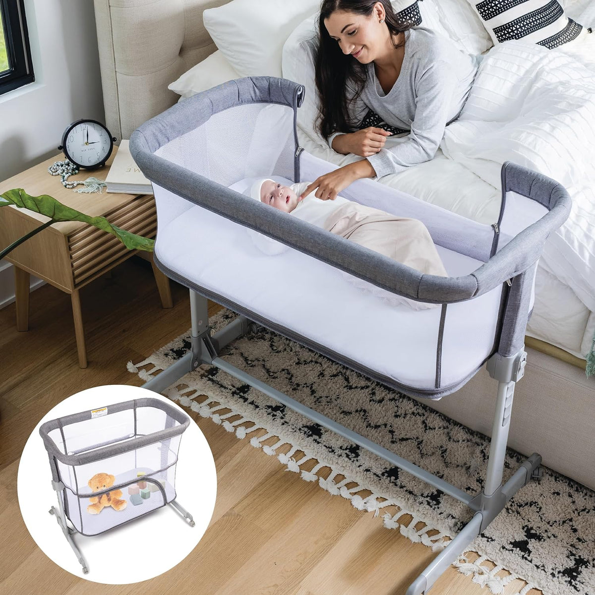 3-in-1 Portable Baby Bassinet & Playpen - Grey – KoolerThings