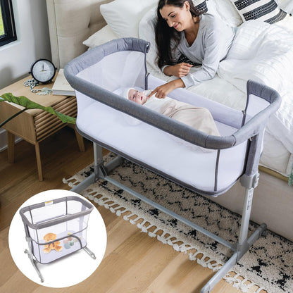 3-in-1 Portable Baby Bassinet & Playpen - Grey