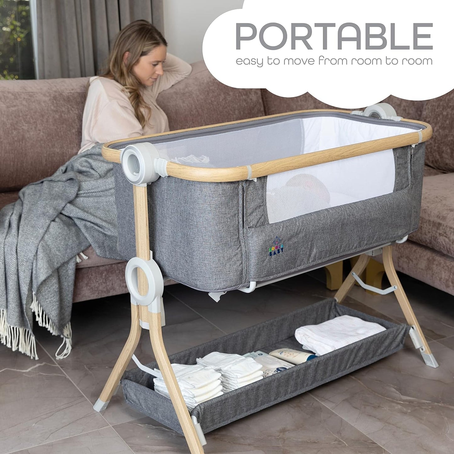 Portable Baby Bassinet & Sleeper with Storage