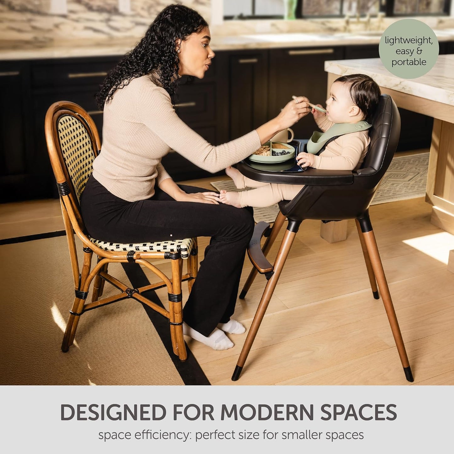 Convertible Wooden High Chair with Adjustable Tray - Black