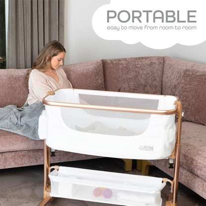 Portable Baby Bassinet & Sleeper with Storage - White/Gold