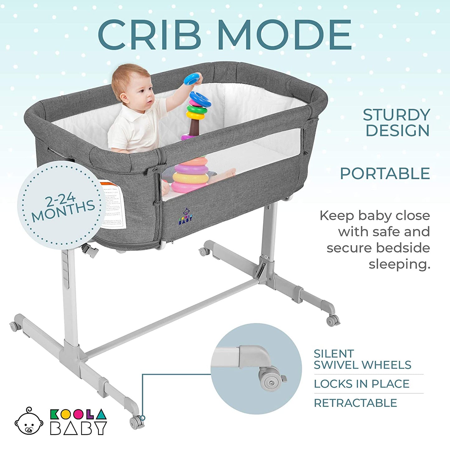 3-in-1 Portable Baby Bassinet & Sleeper - Grey