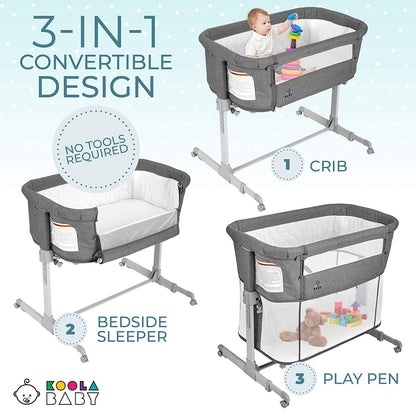 3-in-1 Portable Baby Bassinet & Sleeper - Grey